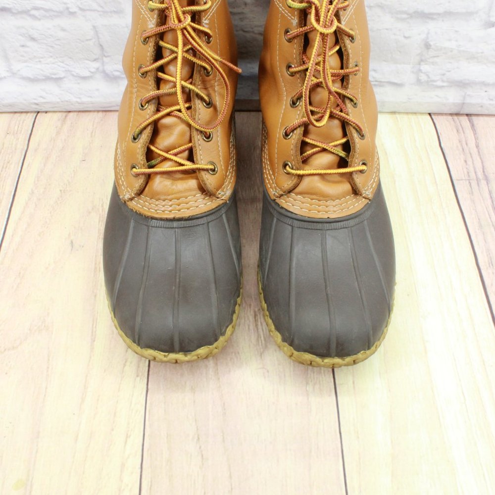 LL Bean Brown Leather Lace Up Waterproof Thinsulate Duck Boots Size 9 M - Picture 5 of 9